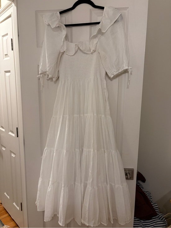 Hill House Dresses & Skirts - Hill House Corinne White Ruffle-Sleeve Tiered Maxi Dress